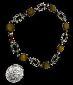 Vintage Gilt Metal & Rhinestone Costume Jewelry Designer Bracelet