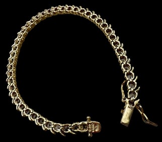 Vintage Gilt Sterling Silver & Rhinestone Tennis Bracelet