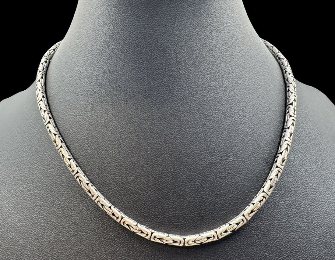 Stylish Vintage Sterling Silver Byzantine Rope Chain Necklace /w Toggle Clasp (1 of 3)