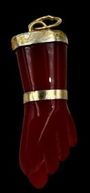 Vintage Costume Jewelry Carnelian Figa Pendant Charm
