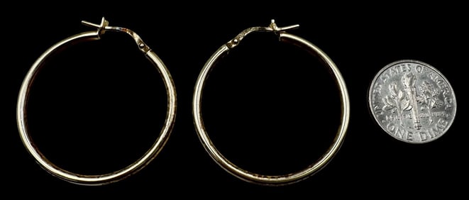 Vintage Gilt Sterling Silver Hoop Earrings