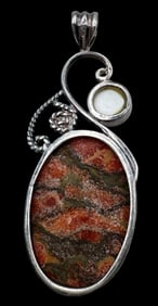 Vintage Sterling Silver, Gemstone & Pearl Pendant Charm