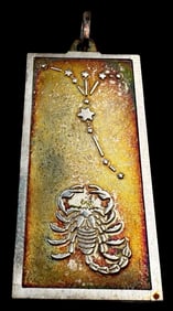Vintage Sterling Silver Zodiac Sign Pendant Charm - Scorpio
