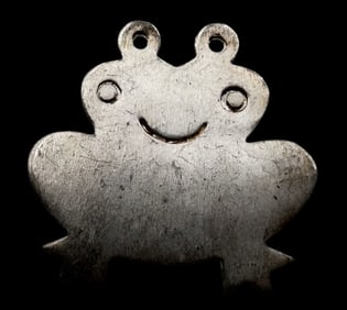 Vintage Sterling Silver Frog Shaped Brooch Pin