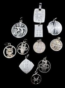 Lot of 11 Vintage Sterling Silver Zodiac Sign Pendant Charms - Gemini