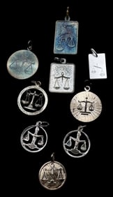 Lot of 9 Vintage Sterling Silver Zodiac Sign Pendant Charms - Libra