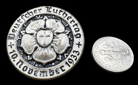 Vintage 1933 German Empire Silver Metal Martin Luther Day Brooch Pin