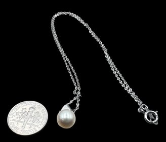 Vintage Sterling Silver & White Pearl Pendant Necklace