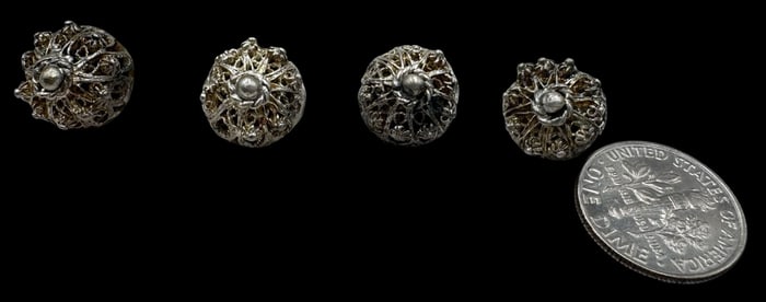 Set of 4 Antique Alpine Austrian 800 Silver Buttons