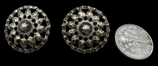 Set of 2 Antique Alpine Austrian 800 Silver Buttons