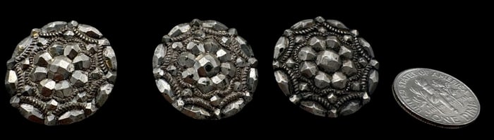 Set of 3 Antique Alpine Austrian 800 Silver Buttons