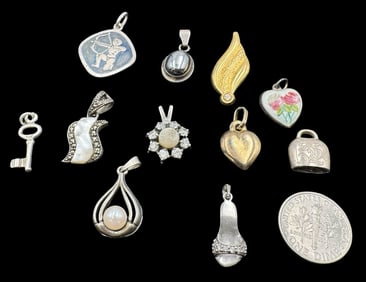 Lot of 11 Vintage Sterling Silver Pendant Charms
