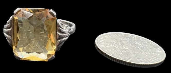 Antique 900 Silver & Citrine Designer Ring