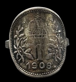 Antique 900 Silver Austrian 1908 Silver Coin Ring