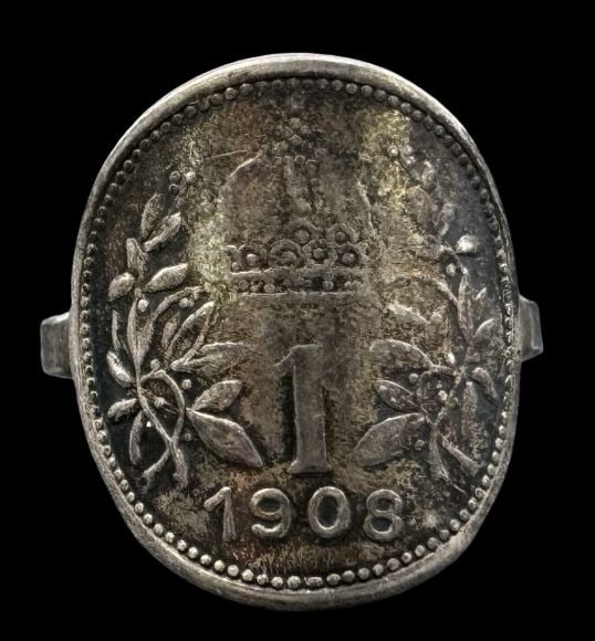Antique 900 Silver Austrian 1908 Silver Coin Ring (1 of 3)