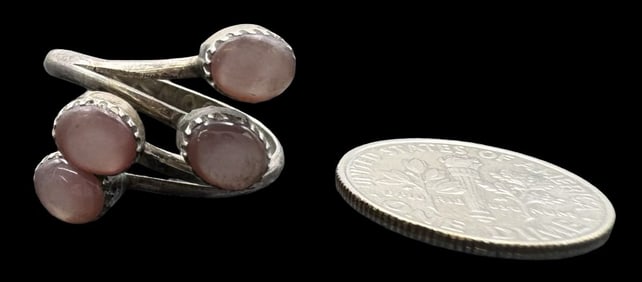 Vintage Native American Navajo COONSIS Sterling Silver & Pink Gemstone Ring