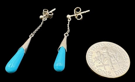 Vintage Sterling Silver & Turquoise Earrings
