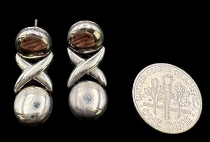 Stylish Vintage Italian Sterling Silver Earrings