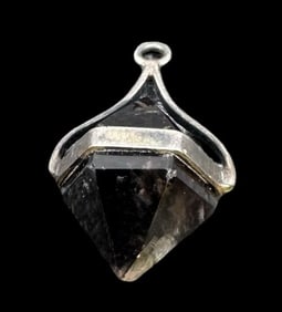 Vintage Sterling Silver & Smokey Quarz Crystal Pendant Charm