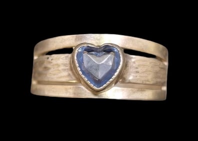 Set of 4 ca. 1940 W. FREY & CO Germany 835 Silver & Blue Heart Shaped Gemstone Baby Rings
