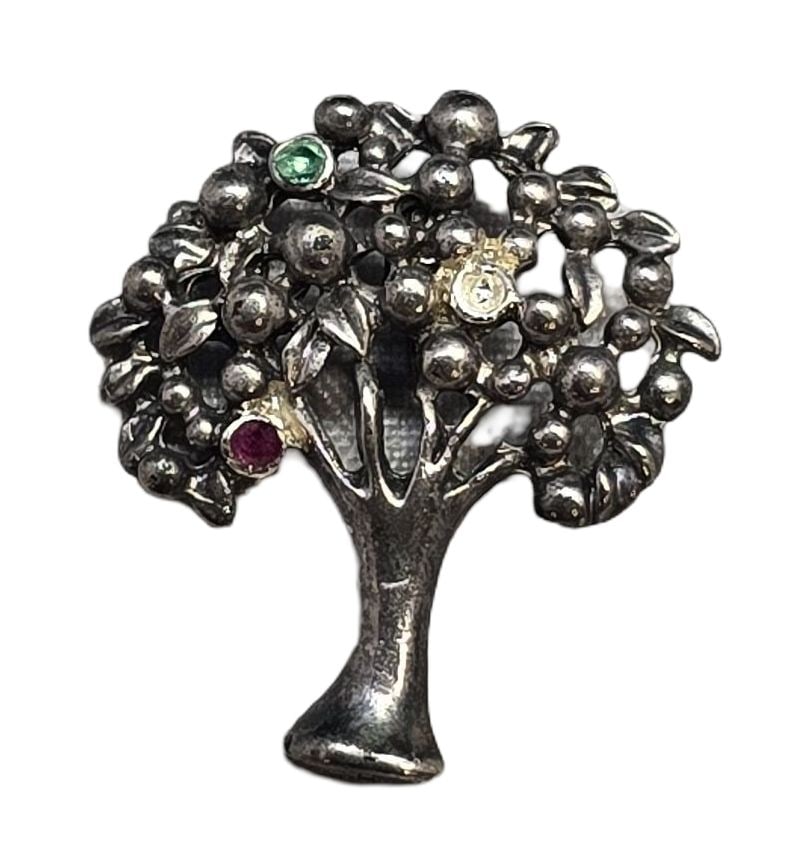 Unique Vintage Sterling Silver & Multi-Stone Tree Pendant (1 of 4)