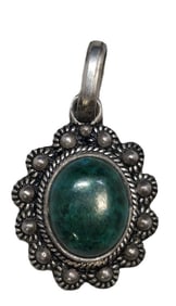 Gorgeous Vintage Sterling Silver & Green Gemstone Pendant