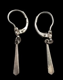 Beautiful Vintage KORDES & LICHTENFELS Germany 835 Silver Dangle Leverback Earrings