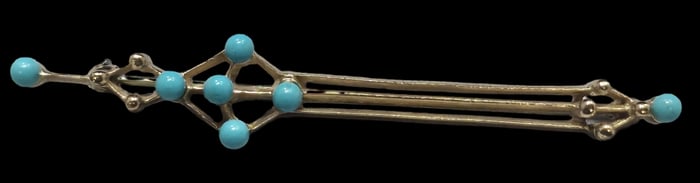 Very Unusual Vintage Sterling Silver & Turquoise Designer Brooch Pin