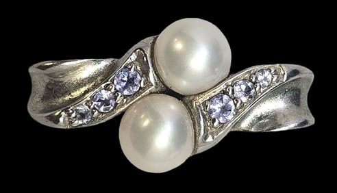 Beautiful Sterling Silver, Pearl & Gemstone Slider Pendant