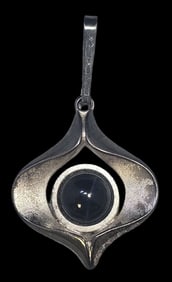 Vintage Mid-Century Modern European 835 Silver & Lapis Lazuli Pendant