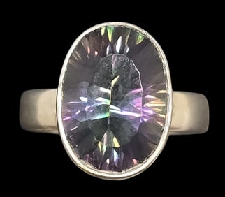 Vintage Sterling Silver & Rainbow Crystal Ring