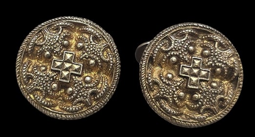 Unusual Vintage Gilt 800 Silver Cufflinks