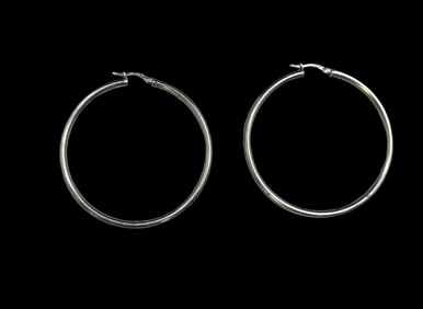 Pair of Vintage Sterling Silver Hoop Earrings