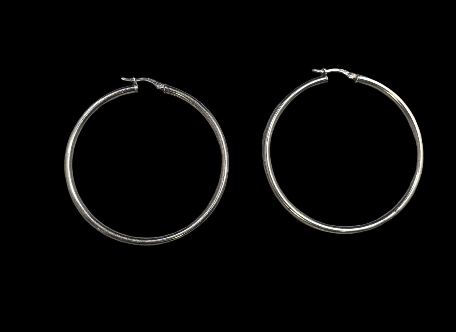 Pair of Vintage Sterling Silver Hoop Earrings (1 of 5)
