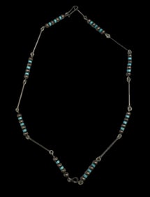 Vintage Sterling Silver & Turquoise Bead Necklace