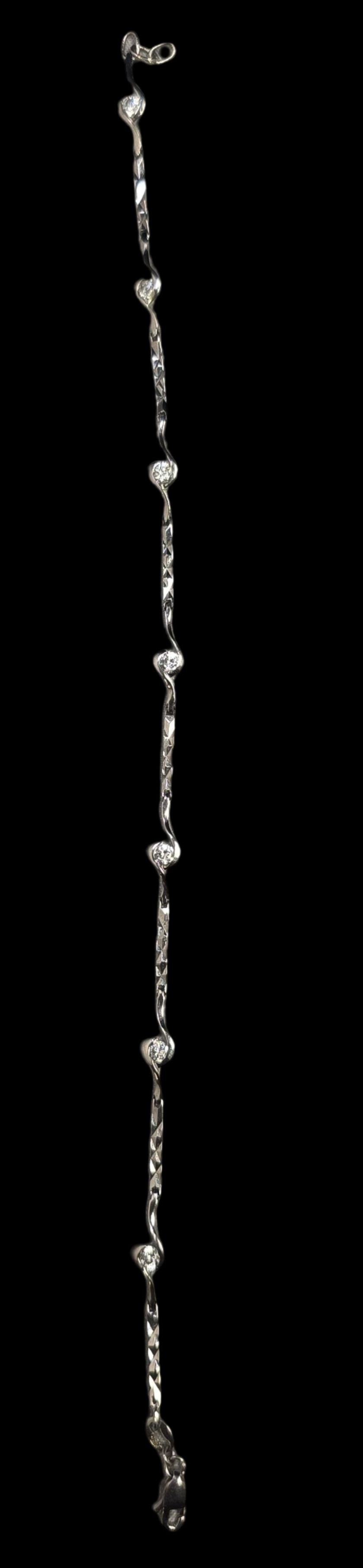 Beautiful Sterling Silver & Rhinestone Link Bracelet (1 of 7)