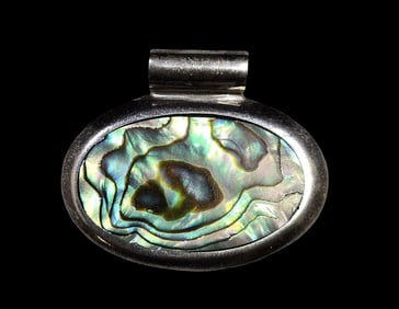 Vintage Sterling Silver & Abalone Shell Pendant