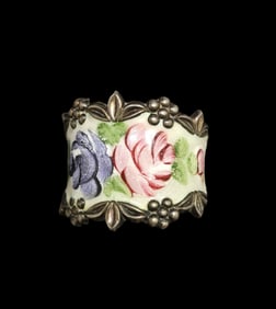 Very Unusual Sterling Silver & Enamel Flower Designer Ring
