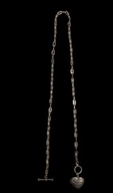 Beautiful Patriotic Sterling Silver Heart Shaped Designer Pendant Necklace /w Toggle Clasp