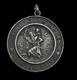 Vintage Sterling Silver Saint Christopher Religious Pendant