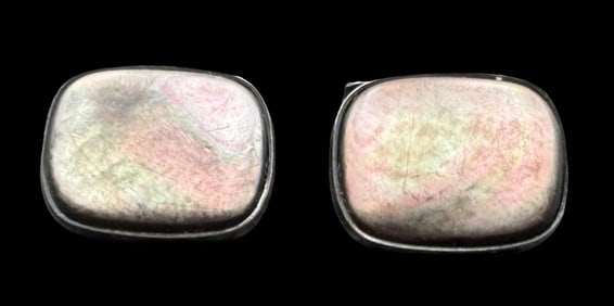 Vintage Mid-Century European 835 Silver & Mother of Pearl Cufflinks