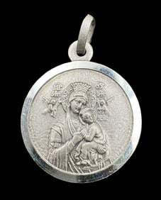 Vintage German Sterling Silver Religious Pendant Charm "May God Protect You"
