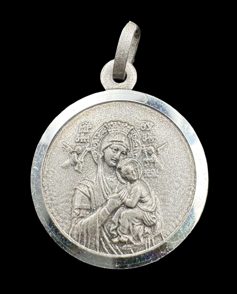 Vintage German Sterling Silver Religious Pendant Charm "May God Protect You" (1 of 4)
