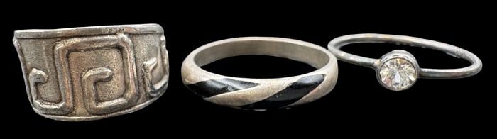Lot of 3 Charming Vintage Sterling Silver Rings