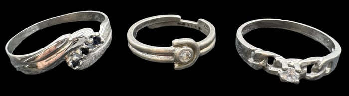 Lot of 3 Vintage Sterling Silver & Gemstone Rings