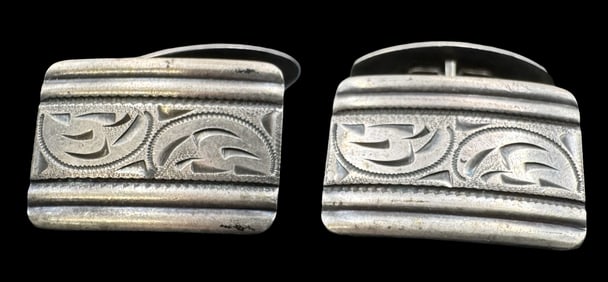 Vintage Mid-Century Modern European 835 Silver Designer Cufflinks