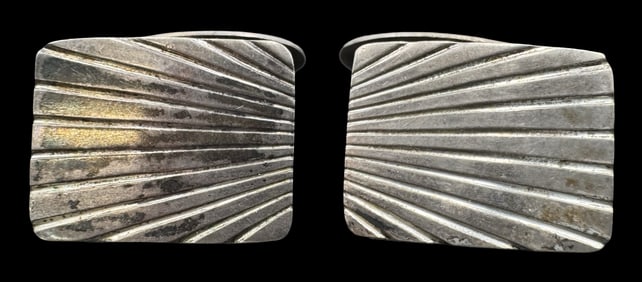 Vintage Mid-Century Modern European 835 Silver Designer Cufflinks
