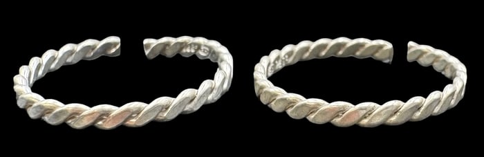 Charming Pair of European Braided 835 Silver Rings