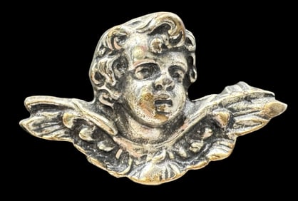 Charming Vintage European 835 Silver Little Angel Brooch Pin