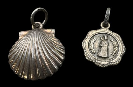 Pair of Vintage European Sterling Silver Pilgrim Pendant Charms